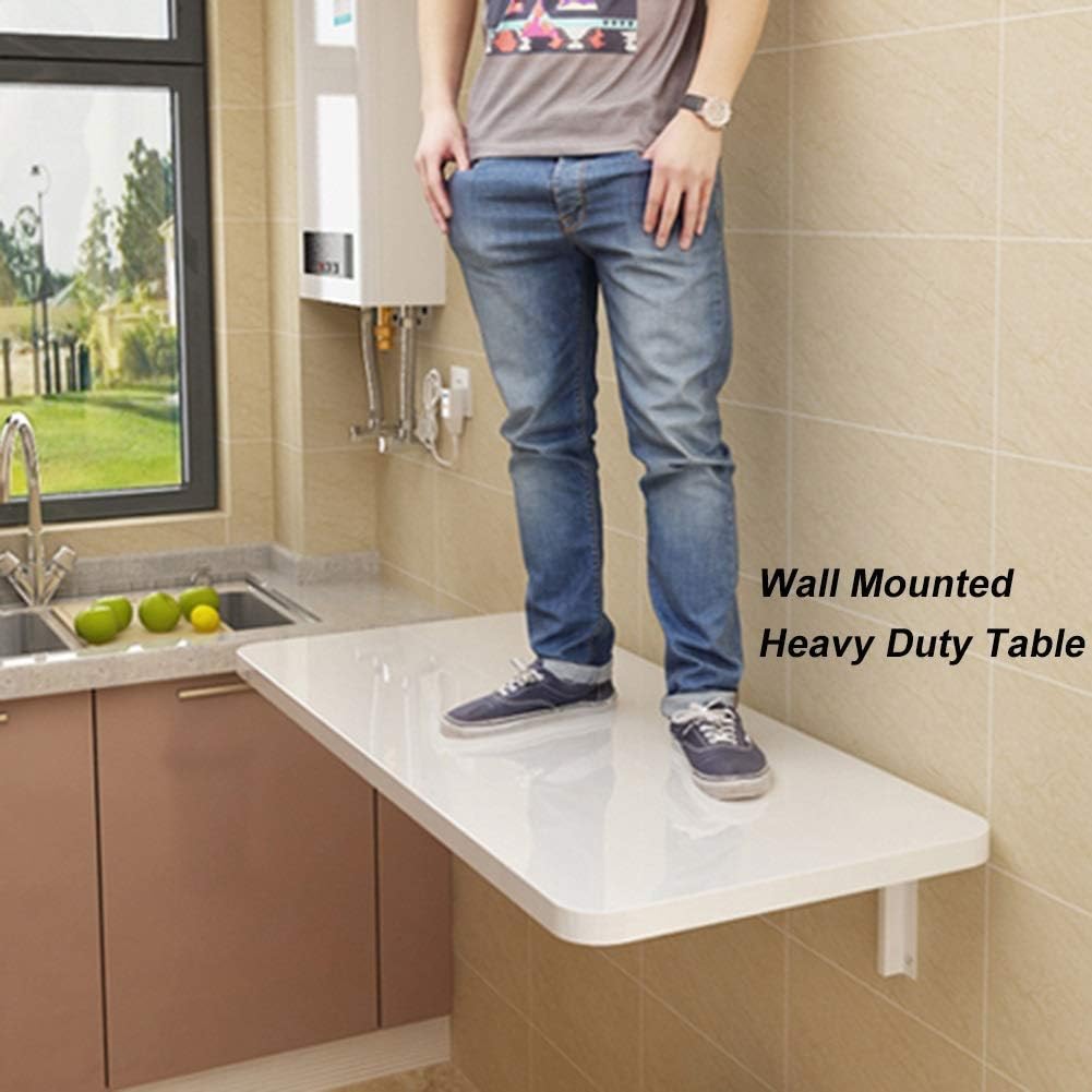 Framy 8030cm Wall-Mounted Tables White Fold Out Convertible Desk, Multi-Function Drop-Leaf Table for Computer Writing Dining Home Office Desk