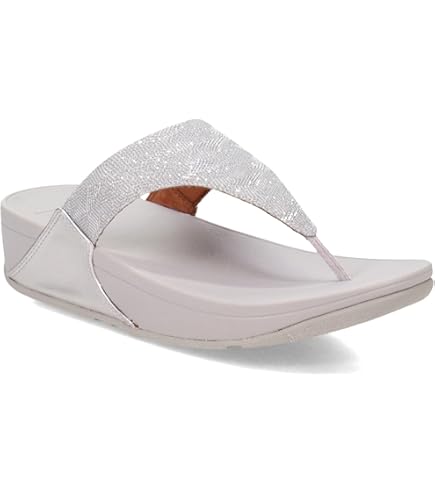 FitFlop FZ8011-040 LULU SHIMMERLUX TOE-Post SANDALS Silver