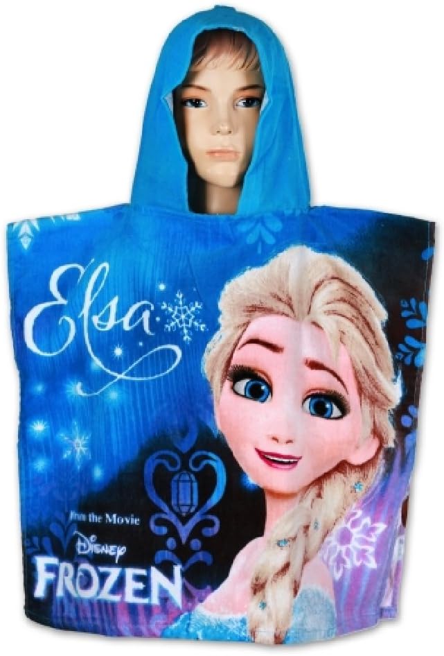 Kids Disney Anna and Elsa Frozen Blue Hooded Swim/Beach Towel Poncho