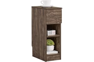 SoBuy Narrow Nightstand Slim Bedside Table with Drawer and Open Shelf, Skinny Modern Nightstand for Bedroom Living Room Dorm,