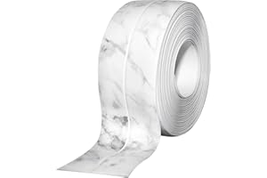 FANSIVOKE 1.5" * 10.5' Kitchen & Bath Tape Caulk Strip Upgraded Acrylic Glue PVC Self Adhesive Waterproof Caulking Tape, Decorative Sealant Trim for Kitchen Sink Toilet Bathtub (Marble)
