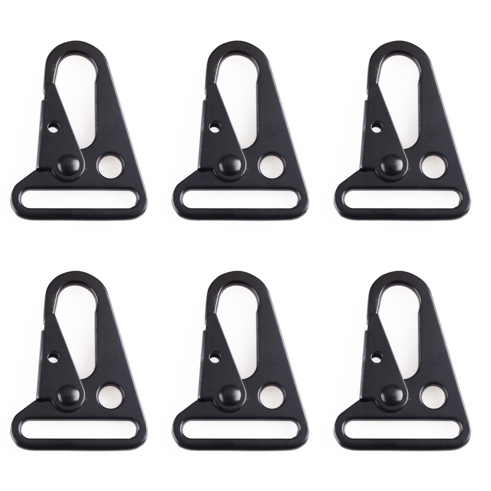 TRIWONDER Tactical Gear Clips Metal Sling Clips Carabiner Enlarged Mouth Keyring Buckle for Paracord, Molle Strap, Belt, Outdoor Activities, Daily Use (Black - 3.2cm - 6 Pcs)