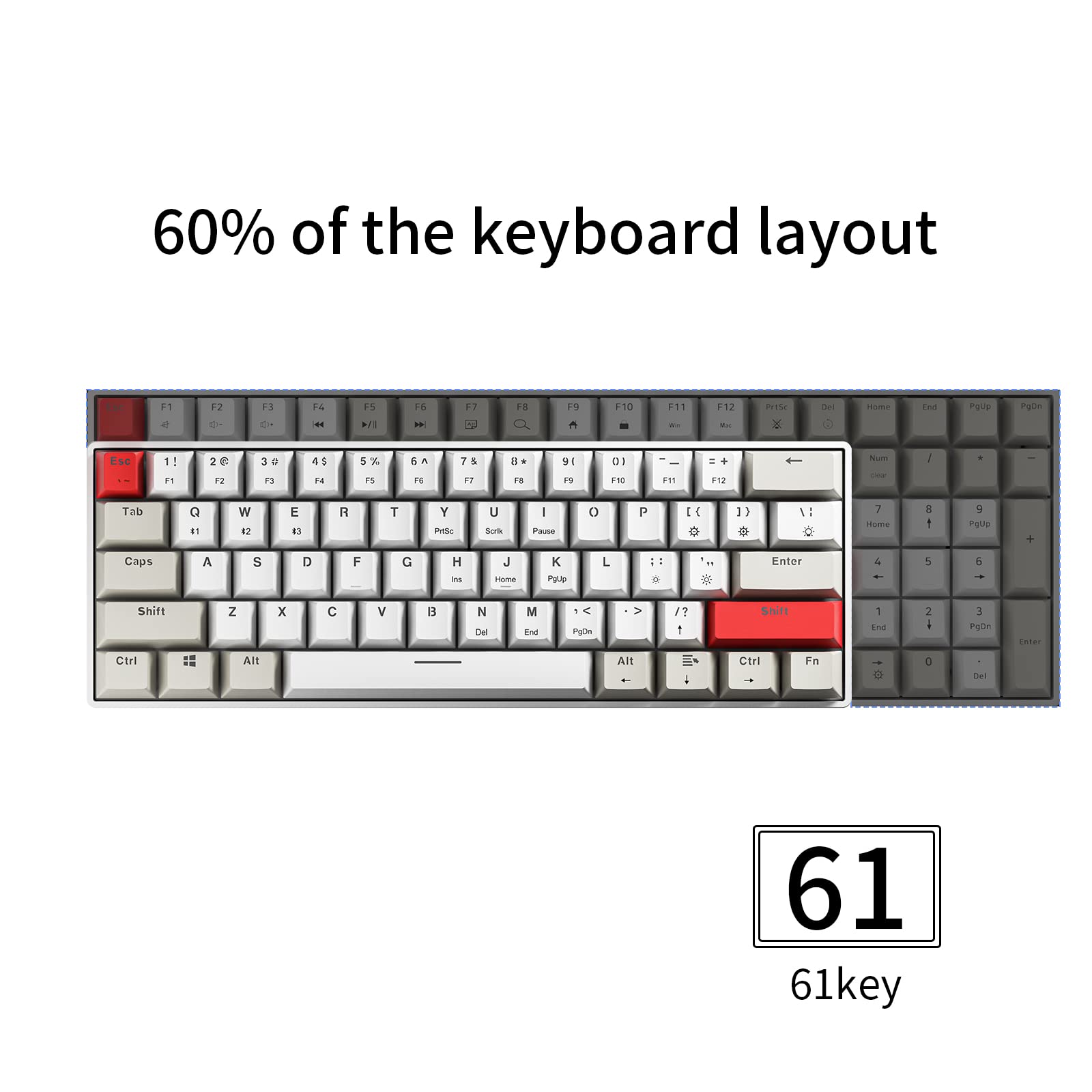 Newmen GM610 60% Mechanical Keyboard,Type-C/Bluetooth Keyboard with RGB Backlit, Hot-Swappable 61 Keys Compact Mechanical Keyboard for Mac/PC Gamer, Travel, Easy to Carry on Business Trip（red）