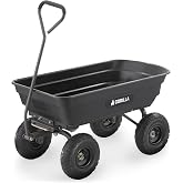 Gorilla Carts Poly Dump Cart, 600 lb. Capacity, 4 Cu ft, Quick Release Dump | Pneumatic Tires, Patented quick-release dumping, For yard, landscaping &amp; gardening, Rust-resistant poly bed, Easy assembly