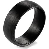 SHARDON Men's 8mm Domed Pure Carbon Fiber Wedding Ring