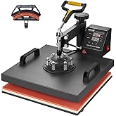 VEVOR 2 in 1 Heat Press Machine for T Shirts and Hats, 15x15 Inch Professional Swing Away Digital Tshirt Press Machine for Sublimation, Vinyl, Heat Transfer Projects