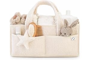 Premium Baby Diaper Caddy Organizer – Cream Nursery Basket, Stylish Newborn Essentials, Storage for Changing Table & Travel, 