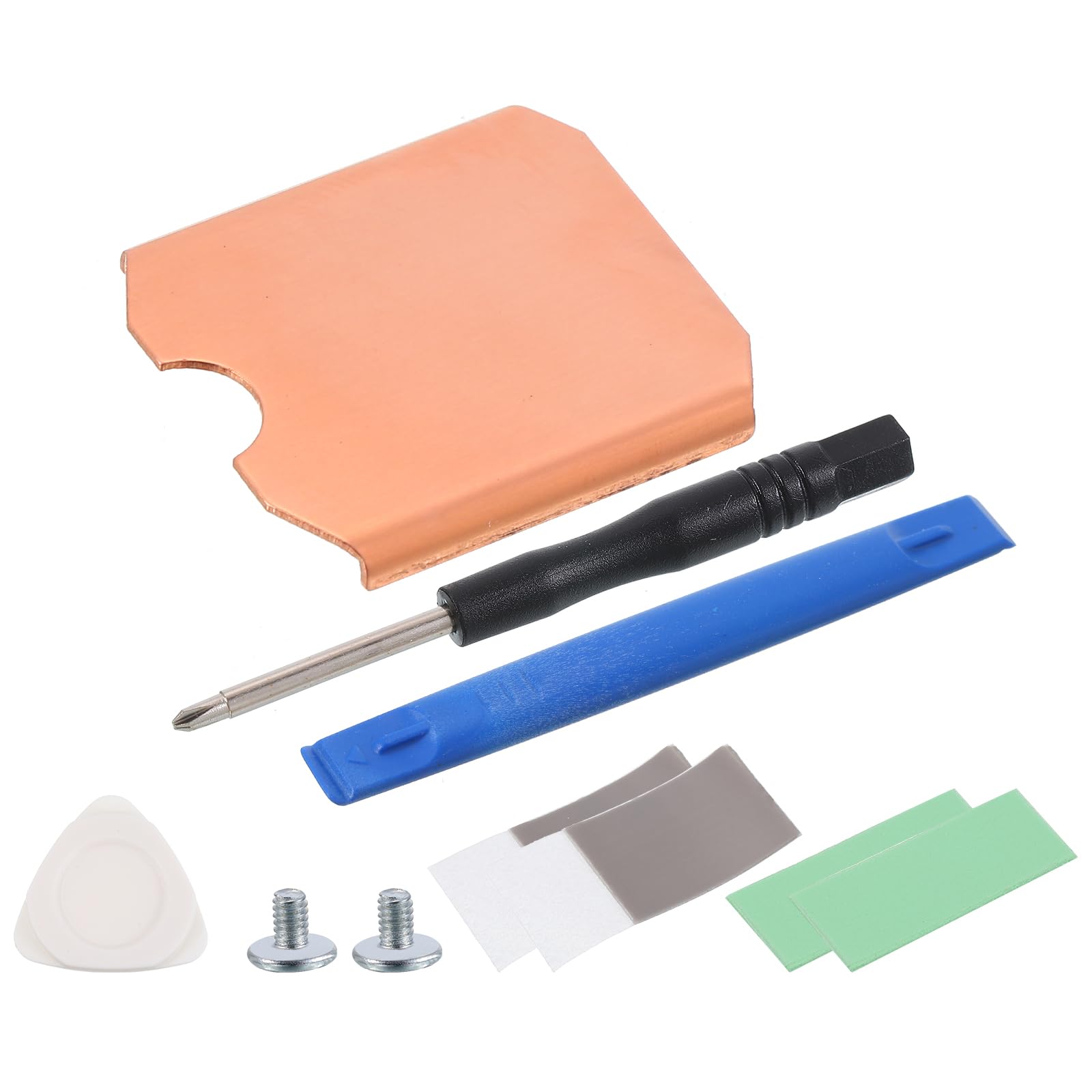 uxcell 1 Pack M.2 2230 SSD Heatsink Cooler Copper Heat Sink with Silicone Thermal Pads,Triangle Pry Tool,Opening Pry Bar,Screwdriver,Screws,Copper Tone
