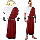 SATINIOR 4 Pcs Greek Toga Costume Men Greek God Outfit Halloween Adult Roman Accessories Set
