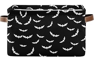 XUWU Storage Basket Bin Bats Halloween Goth Organizer Basket Collapsible Shelf Basket Cube with handle for Nursery Bedroom Bathroom