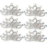 kilofly 6pc Princess Party Favor Crown Crystal Rhinestone Tiara Hair Comb Clip