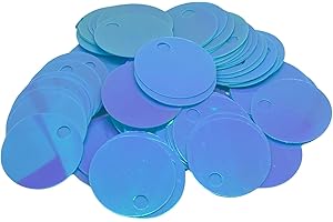 BIHIZLI 10/20/30 mm Flat Round Sequin Paillettes, Hole 5 mm Mix Color Assortment Acrylic Sequin - 1,76 Ounce (50 Grams) - 30mm Turquoise