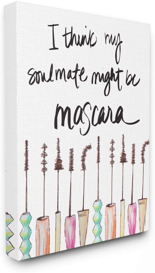 Stupell Industries Mascara Makeup Fashion Modern Watercolor Word Design Canvas Wall Art, 16 x 20, Multi-Color