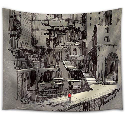 Illustration sci fi Cityscape Illustration Painting Fabric Wall