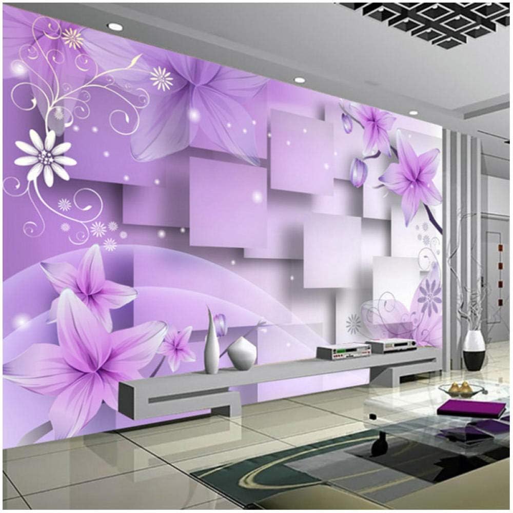 Custom Wall Mural Wall Art 3D Purple Flowers Custom 3D Photo Wallpaper