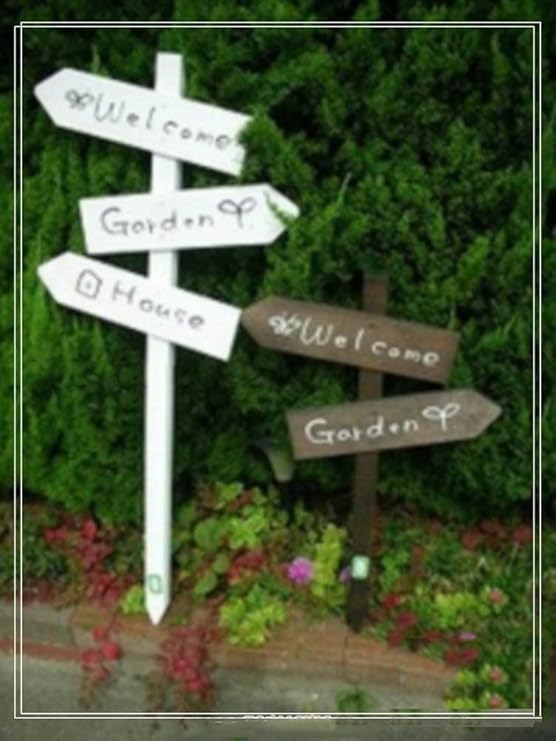 sunwon® weiß Pfeil gerichtete Yard aus Holz Schild HOME GARTEN-Park im