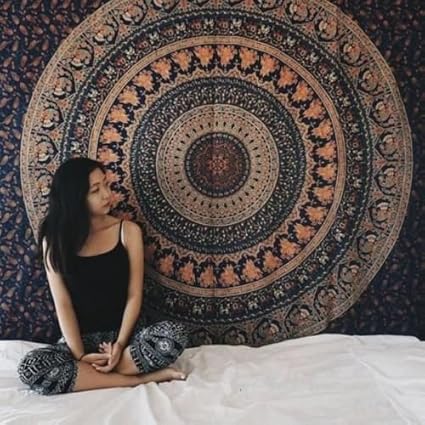 iwonder Indian Mandala Hippie Bohemian Throw Wall Hanging Cotton Single Bedspread Tapestry, Multicolour