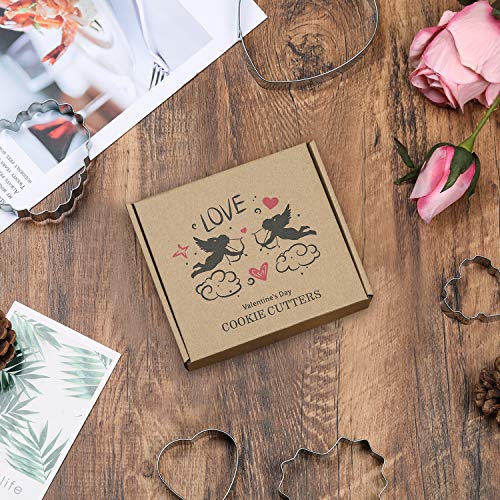 KAISHANE Valentine's Day Cookie Cutters Set - 5 PCS Stainless Steel Heart cookie Cutters Biscuit Pastry Cutters