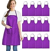 multifuns 12 pcs Purple Aprons Bulk Waterdrop Resistant for Women Men Kitchen Cooking Grilling Aprons with 2 Pockets (24x28 inch, Purple)…