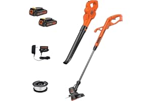 BLACK+DECKER 20V MAX* POWERCONNECT Cordless String Trimmer Lawn Edger and Leaf Blower Combo Kit, Includes 2 Batteries and Charger, Weed Wacker Hard Surface Sweeper 10 in. (LCC222)