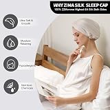 ZIMASILK 22 Momme Silk Sleep Cap 100% Mulberry Beige view 3