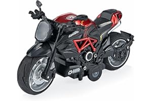 Gilumza Pull Back Motorcycle Toys, Pullback Gift with Music Light, Classic Retro Motorcycles Toy for Boys Kids Age Over 3 4 5 6 7 8 Year Old (Red)