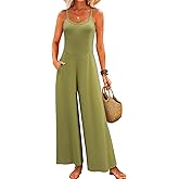 LUXVEER Jumpsuits for Women 2026 Summer Sleeveless Casual Loose Wide Leg Long Pant Rompers One Piece Beach Vacation Outfits