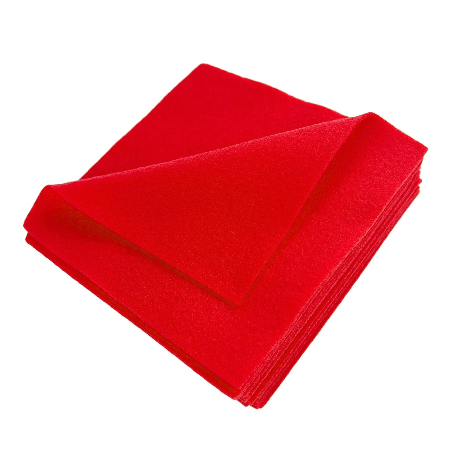 Jtnohx Soft Felt Fabric, Colour Felt Sheets for Crafts, 1.4mm Thick Flexible Craft Fabric for Handwork DIY Projects 15x15cm(Bright red)