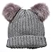 EPOCH Women's Winter Chunky Knit Double Pom Pom Beanie Hat with Tie.(Charcoal)