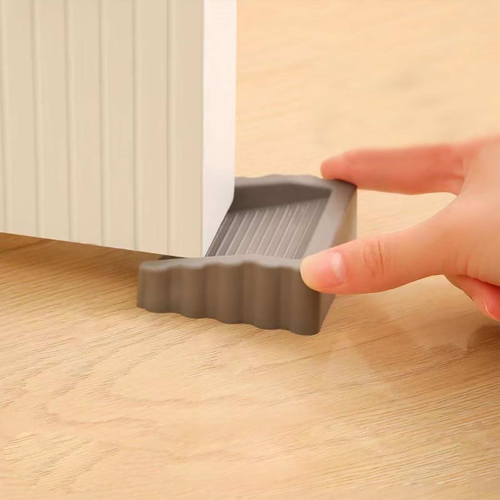Rubber Door Stoppers Wedge,Bidirectional Door Stops,Small Size Cube Doorstop for Carpet Duty Door,Door Gaps (Grey 2 Pack)