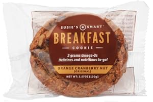 Susie's Smart Breakfast Cookie, Orange, Cranberry Nut, Healthy, Omega-3s and Protein Rich Soft Chewy Home-baked Cookie, 3.57 Ounce (Pack of 18)