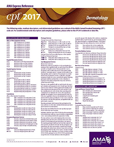 Download CPT 2017 Express Reference Coding Card: Dermatology (CPT 2017 Express Reference Coding Cards) Download CPT 2017 Express Reference Coding Card: Dermatology (CPT 2017 Express Reference Coding Cards)