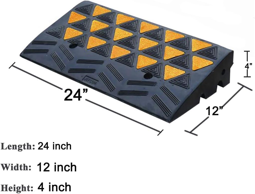 BESEA Rubber Curb Ramp Heavy Duty 44000lbs Professional Grade Loading Ramps Car Slope Ramp Threshold Ramp for Forklifts Trucks,Buses,Motorcycle (24"L × 12"W × 4"H Curb Ramp, Single Ramp).: Industrial & Scientific