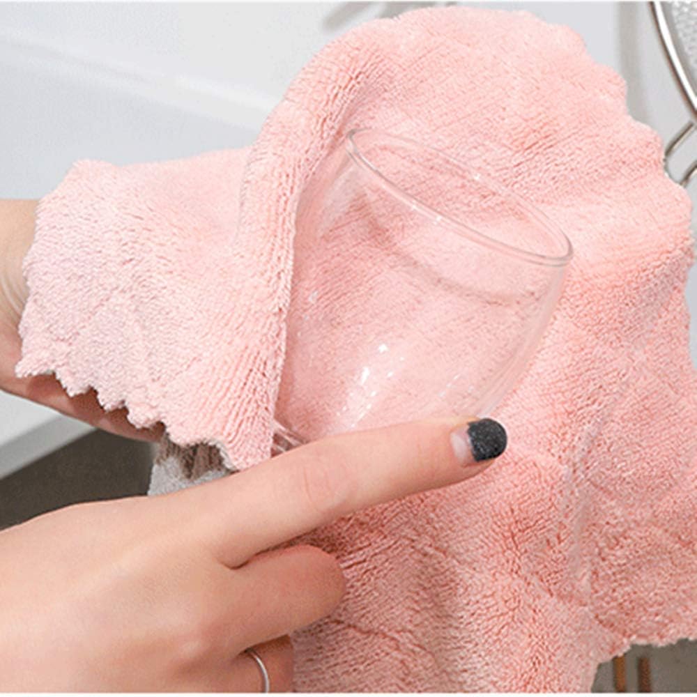 QURIPE 4-Pack 9.85"x9.85" Microfiber Cleaning Cloth，Dish Towels, Double-Sided Dish Drying Towels，Reusable Household Cleaning Cloths for House Furniture Table Kitchen Dish Window Glasses: Health & Personal Care