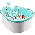 JOYMOOP Joyloop Fruit Washer, Fruit Cleaner Spinner, Oval, Clear Blue | Hands-free crank, no electricity needed | Hand-crank 