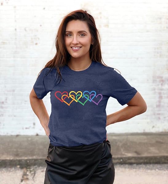 FASHGL PRIDE SHIRT WOMEN RAINBOW GRAPHIC TEE LOVE LOVE PRINT T-SHIRT LGBT EQUALITY SHIRTS SHORT SLEEVE TOPS