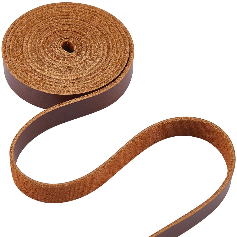 GORGECRAFT 2m×12.5mm Cowhide Leather Strap Cord 1.8mm thick Genuine Leather Strings Coconut Brown Glossy Full Grain Oil Flat AB Grade Cow Leather Strips for Tooling Workshop DIY Craft Sewing Patchwork