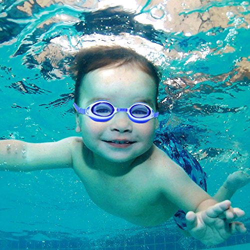 Dragon Squama Swim Goggles for Kids Anti-Fog PC Clear Lens with S,M,L Nose Bridge and Nose Clips,Earplugs - Swimming Pool Accessory for Girls,Boys,Children,Juniors and Teens from 3 to 12 Years