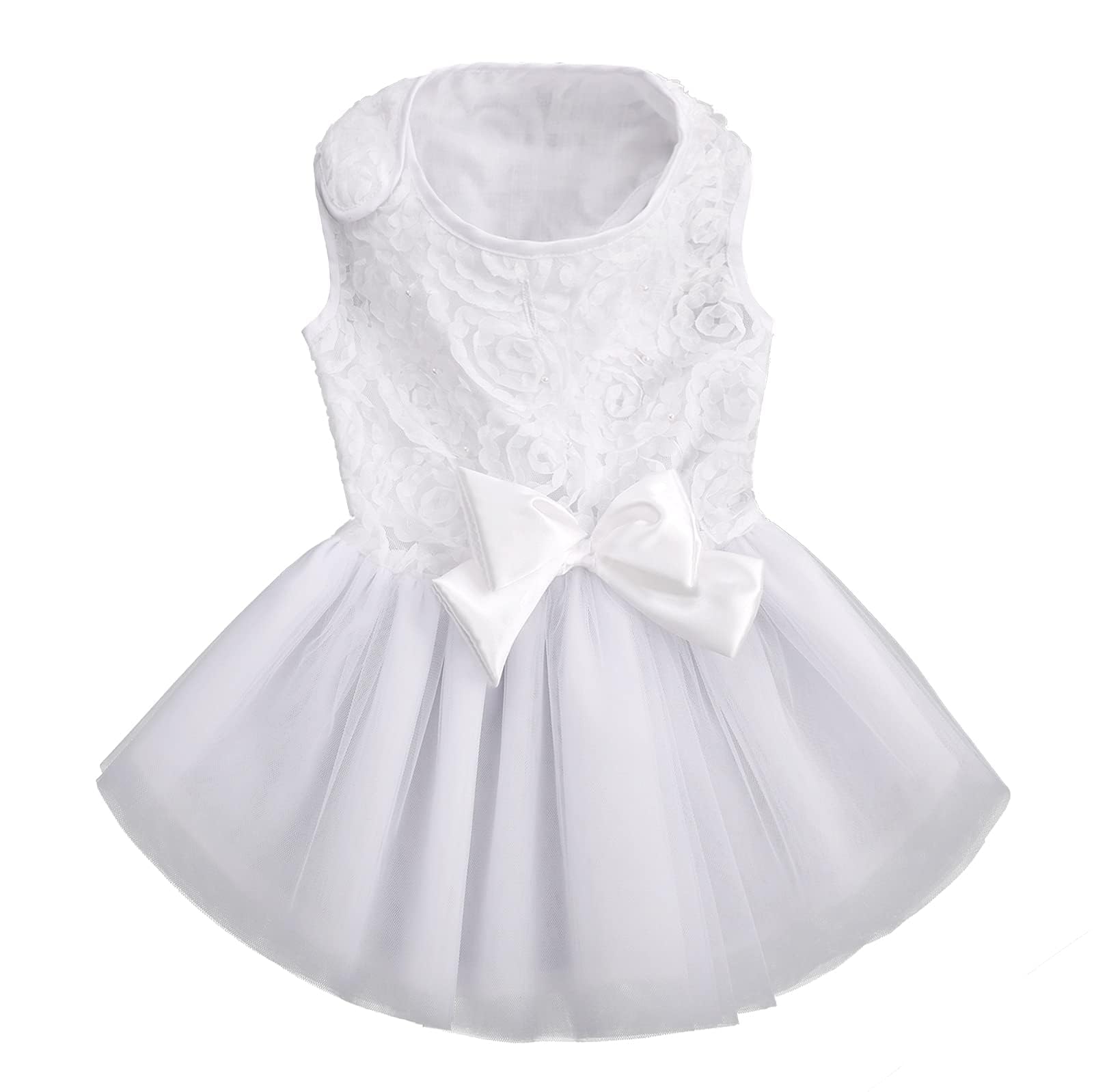 Photo 1 of ASENKU Dog Dress Pet Wedding Dress Princess Lace Puppy Birthday Party Outfit Formal Apparel Girl for Small Medium Dogs Cats (Medium, White)