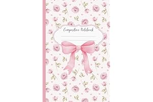 Coquette Aesthetic Composition Notebook: Floral Pink Bows College Ruled Journal
