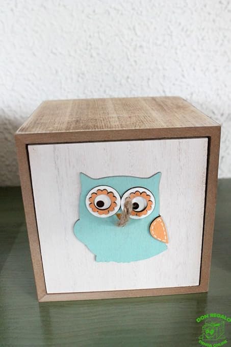 DONREGALOWEB Caja de Madera Decorada con un búho. Medidas: 12x12x12 cm: Amazon.es: Hogar
