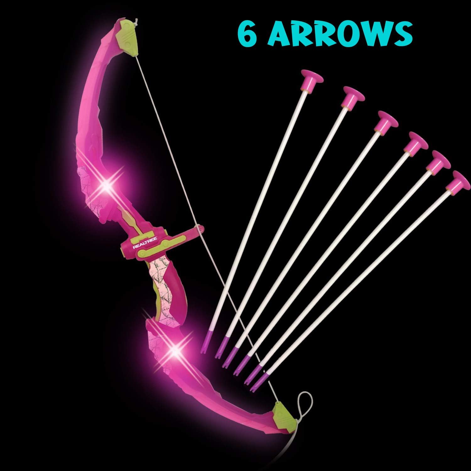 Liberty Imports Light Up Princess Archery Bow and Arrow Toy Set for Girls with 6 Suction Cup Arrows, Target, and Quiver (Pink): Toys & Games