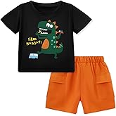 Latnnut Toddler Baby Boy Summer Clothes Short Sleeve T-Shirt Tops and Elastic Cargo Shorts with Pockets for 18M-6 Years