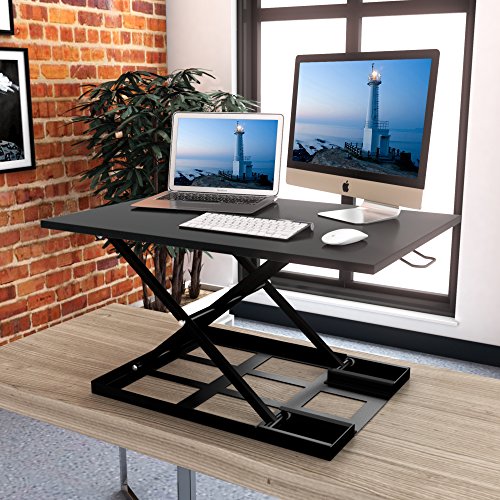 1homefurnit Standing Desk Converter â€“ 32x22 inch Extra Large Height Adjustable Sit Stand up Desk Ergonomic Converter Instantly Convert Any Desk into Standing up Workstation