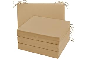 cozyide Outdoor Chair Cushions, Waterproof Patio Seat Cushions with Adjustable Straps, Square Corner Patio Chair Cushions for Garden, Khaki, 18.5x16x3 Inch (Pack of 4)