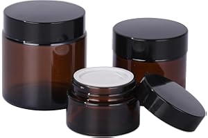 ZIYIZE Amber Glass Jars with Lids, 1/2/4oz 3 Pack Small Glass Jars with Inner Liners, Reusable Empty Round Cosmetic Container for Creams, Lotion, Cosmetic, Spice, Powder