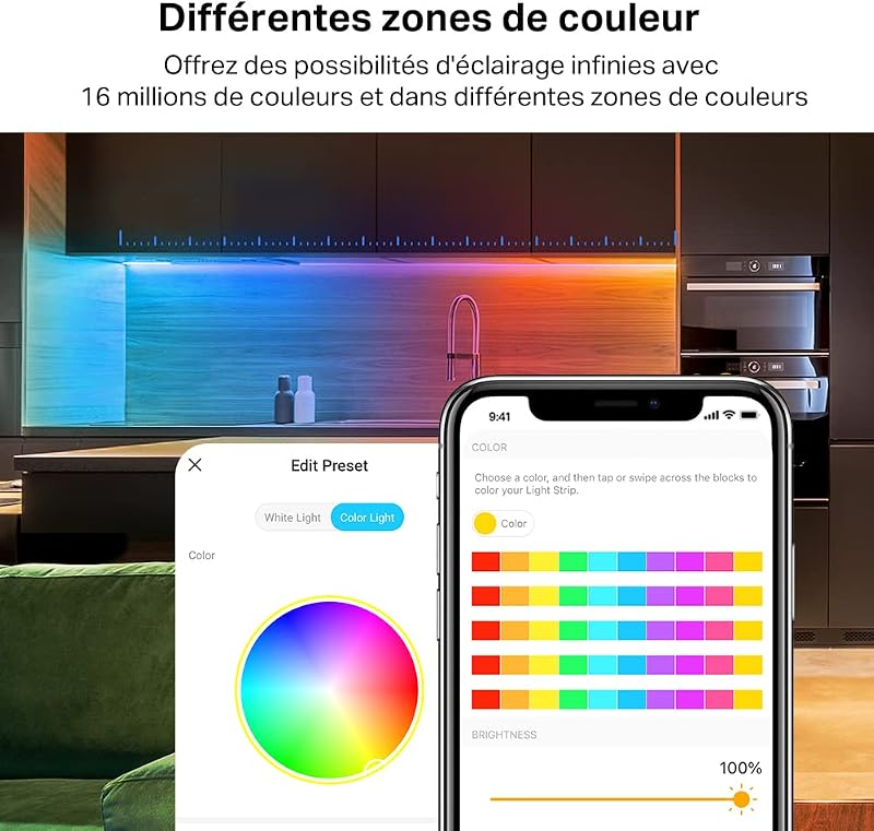 Ruban LED Connecté WiFi 5m, LED chambre RGBIC Multicolore L920-5