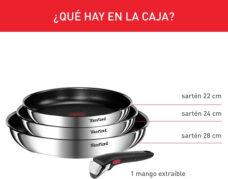 Ingenio Emotion - Juego de 3 Sartenes, Acero inoxidable
