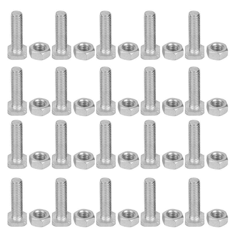 Jenngaoo 20 Set Nut and Bolt Set,22mm M6 Socket Bolts Nuts Screws Tool Accessory for Outdoor Plant Gardening,Silver