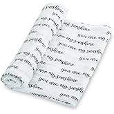 LollyBanks Baby Swaddle Blanket, 100% Cotton Muslin Blankets for Boys and Girls, 47 x 47 Inches Soft and Breathable Baby Blanket, Gentle Newborn Swaddle Wrap, Registry (You are My Sunshine Print)